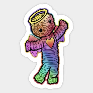 vintage rainbow angel yarn doll Sticker